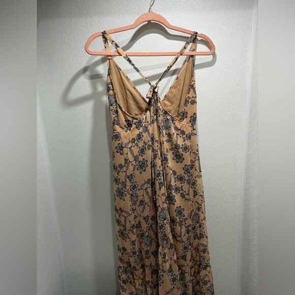 For Love & Lemons Pia Floral Low Back V neck Halter Midi Dress Size S - Picture 6 of 6